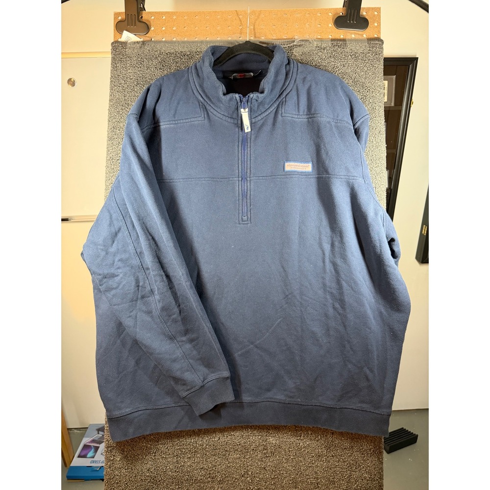 Vineyard Vines 1/4 Zip Pullover Mens 2XLB Blue Martha's Vineyard Long Sleeve